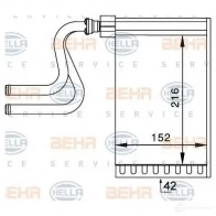 Радиатор печки, теплообменник HELLA 8fh351024261 Ford Mondeo 1 (FD, BNP) Универсал 2.0 i 16V 136 л.с. 1993 – 1996 GLZZM _BEHR HELLA SERVICE_