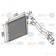 Радиатор печки, теплообменник HELLA 8QJGST3 8fh351315601 _BEHR HELLA SERVICE_ Ford Fiesta 6 (CB1, CCN) Хэтчбек 1.6 Ti 120 л.с. 2008 – 2024