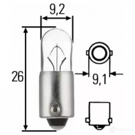 Лампа накаливания T4W BA9S 4 Вт 12 В HELLA 42928 T4 W 8GP002067123 AN96O - Изображение 2