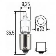 Лампа накаливания H6W BAX9S 6 Вт 12 В HELLA H6W LL Mercedes E-Class (W210) 2 Седан 3.6 E 36 AMG 272 л.с. 1996 – 1998 2PV58X 8GH007643171