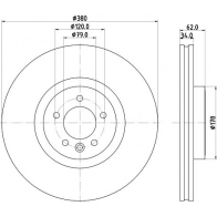 Тормозной диск HELLA T TYIGD 8DD 355 132-951 Land Rover Range Rover 4 (L405) Внедорожник P360 MHEV 4x4 360 л.с. 2019 – 2024