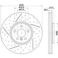 Тормозной диск HELLA AMHNW L 8DD 355 133-091 Mini Cooper (F56) 3 Хэтчбек 3д 1.5 Cooper 136 л.с. 2013 – 2024