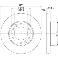 Тормозной диск HELLA 8DD 355 134-821 9Q4 C6E3 Hyundai H350 (M) 1 2014 – 2020