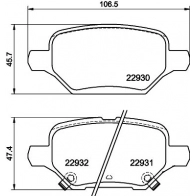 Тормозные колодки дисковые, комплект HELLA 0LD7 AL3 Opel Mokka (X) 1 Кроссовер 1.6 CDTI 4x4 (_76) 110 л.с. 2018 – 2025 8DB 355 040-181