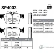 Тормозные колодки дисковые SANGSIN SP4002 Mercedes C-Class (S205) 4 Универсал 1.6 C 180 (2040) 156 л.с. 2014 – наст. время X OE9AS8