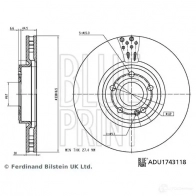 Тормозной диск BLUE PRINT ADU1743118 Mercedes CLA (X118) 2 Универсал 2.0 CLA 250 (118.646) 2019 – 2024 TGB MP