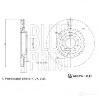 Тормозной диск BLUE PRINT ADBP430039 Volvo V70 2 (285) Универсал 2.5 R 2.5 T AWD 300 л.с. 2003 – 2007 D15 AB