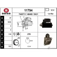 Стартер EAI 117 94 4046D Fiat Bravo (182) 1 Хэтчбек 2.0 HGT 20V (182AQ) 154 л.с. 1998 – 2001 11794