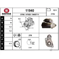 Стартер EAI 4793D Volkswagen Polo (9A4, 9A2, 9N2) 4 Седан 1.9 SDI 64 л.с. 2002 – 2025 11940 119 40