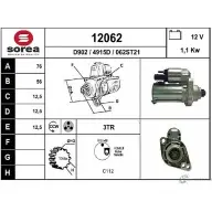 Стартер EAI 062S T21 12062 Seat Ibiza (6L1) 3 Хэтчбек 1.8 T FR 150 л.с. 2003 – 2008 12062