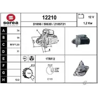 Стартер EAI 12210 1221 0 210ST21 Toyota Corolla (E150) 10 Седан 1.6 VVTi (ZRE141. ZRE151) 122 л.с. 2010 – 2014