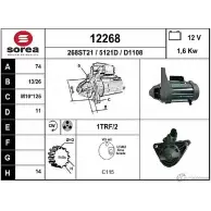 Стартер EAI 12268 1226 8 268ST21 Toyota Corolla (E170) 11 Седан 1.4 D 4D (NDE180) 90 л.с. 2013 – 2025