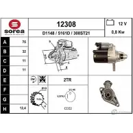 Стартер EAI 1230 8 12308 Honda Logo 1 (GA) 1996 – 2001 308ST21