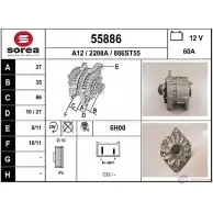 Генератор EAI 220 8A Renault Trafic 1 (TXX, TXW, PXX) 1980 – 2001 55886 55886