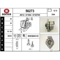 Генератор EAI 56273 2739 A 273ST65 Volkswagen Golf 2 Хэтчбек 1.3 50 л.с. 1985 – 1987