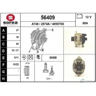 Генератор EAI 56409 409ST65 2 874A Fiat Ducato (230) 1 Кабина с шасси 2.5 TD 116 л.с. 1994 – 1998