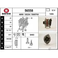 Генератор EAI 558ST65 Peugeot 306 1 (7B, N3, N5) Седан 1.9 SLD 64 л.с. 1994 – 2001 56558 30 23A