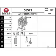 Генератор EAI 56573 Opel Vectra (B) 2 Седан 1.6 i (F19) 75 л.с. 1995 – 2002 56573 3038 A