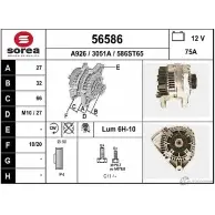 Генератор EAI 56586 56586 Renault Twingo (C06) 1 Хэтчбек 1.2 (C067) 54 л.с. 1996 – 2007 3051 A