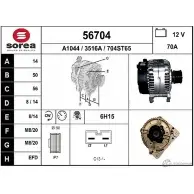 Генератор EAI 56704 56704 Volkswagen Passat (B3-B4) 2 Универсал 2.8 VR6 174 л.с. 1991 – 1997 3516 A