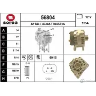 Генератор EAI 56804 56804 Renault Laguna (BG) 2 Хэтчбек 2.0 16V (BG1Y) 204 л.с. 2005 – 2007 3630 A