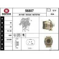 Генератор EAI 56807 56807 Renault Laguna (B56) 1 Хэтчбек 2.0 16V (556A/B) 140 л.с. 1999 – 2001 3633 A