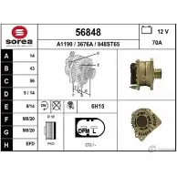 Генератор EAI 367 6A 56848 Audi A3 (8P1) 2 Хэтчбек 2.0 S3 Quattro 265 л.с. 2006 – 2012 56848