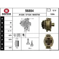 Генератор EAI 37 12A Mercedes Sprinter (904) 1 Автобус 2.1 411 CDI 109 л.с. 2000 – 2006 56884 56884