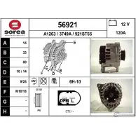 Генератор EAI 3749 A 56921 56921 Audi A6 (C5) 2 Седан 2.7 Quattro 254 л.с. 2001 – 2004