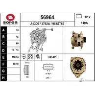 Генератор EAI 379 2A 56964 Nissan Maxima (A32) 4 Седан 2.0 140 л.с. 1995 – 2000 56964