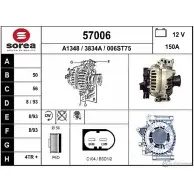 Генератор EAI 00 6ST75 3834A 57006 Mercedes CLC-Class (CL203) 1 Купе 2.2 C 200 CDI (2007) 122 л.с. 2003 – 2008
