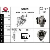 Генератор EAI 57009 009S T75 Mercedes C-Class (S203) 2 Универсал 2.0 C 180 (2035) 129 л.с. 2001 – 2002 3837A