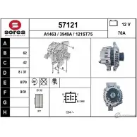 Генератор EAI 57121 Honda Stream 1 (RN) 2000 – 2006 121 ST75 3949A