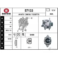 Генератор EAI 57133 13 3ST75 Mazda MPV (LW) 2 Минивэн 3961A