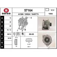 Генератор EAI Nissan Maxima (A32) 4 Седан 2.0 140 л.с. 1995 – 2000 3992A 57164 16 4ST75