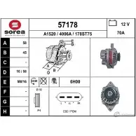 Генератор EAI 4006A 178ST7 5 Honda Civic 6 (EJ, EK) Хэтчбек 1.6 VTi (EK4) 160 л.с. 1995 – 2001 57178