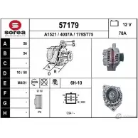 Генератор EAI 1 79ST75 57179 4007A Honda Civic 7 (ES, ET) Седан 1.7 (EU3) 116 л.с. 2001 – 2005