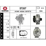 Генератор EAI 4035A 57207 Mercedes C-Class (W204) 3 Седан 6.2 C 63 AMG (2077) 457 л.с. 2008 – 2014 2 07ST75