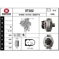 Генератор EAI 57302 302ST 75 Audi A4 (B8) 4 Седан 1.8 Tfsi 170 л.с. 2011 – 2015 4131A