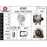 Генератор EAI 327ST7 5 4156A 57327 Ford Transit Connect 2 (C307) Фургон 1.5 TDCi 75 л.с. 2015 – 2024