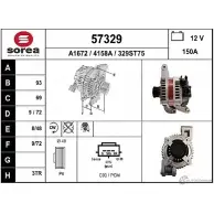 Генератор EAI Ford Focus 2 Хэтчбек 2.0 CNG 145 л.с. 2009 – 2011 32 9ST75 4158A 57329