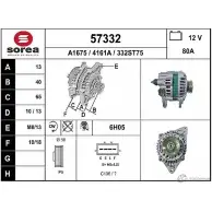 Генератор EAI 4161A 332 ST75 Mitsubishi Lancer 9 (CSW, CTW) Универсал 57332