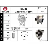 Генератор EAI 4177A 3 48ST75 Saab 9-3 (YS3F) 2 2002 – 2015 57348