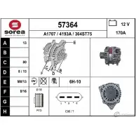 Генератор EAI Subaru Impreza (GR, GH) 3 Хэтчбек 2.0 D AWD 150 л.с. 2009 – 2012 4193A 57364 364S T75