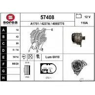 Генератор EAI 408ST7 5 Skoda Fabia (6Y2) 1 Хэтчбек 1.4 TDI 70 л.с. 2005 – 2008 57408 4237A