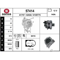 Генератор EAI 4243A Skoda Octavia (A7, 5E3) 3 Хэтчбек 1.6 TDI 4x4 110 л.с. 2015 – 2024 57414 414ST 75