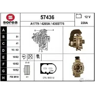 Генератор EAI 436ST75 4265 A 57436 Bmw 7 (F01, F02, F03, F04) 5 Седан 6.0 760 i 544 л.с. 2009 – 2015