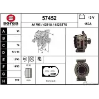 Генератор EAI 57452 452ST75 428 1A Ford Transit 8 (V363) Фургон 2.2 TDCi RWD 125 л.с. 2013 – 2024