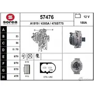 Генератор EAI 4 305A 476ST75 57476 Mercedes E-Class (S211) 3 Универсал 3.0 E 280 T CDI 4 matic (2184) 190 л.с. 2005 – 2009