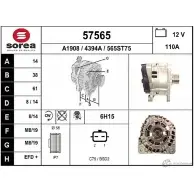 Генератор EAI 57565 565ST75 Renault Clio (BR, CR) 3 Хэтчбек 1.2 16V (BR0R. BR1D. BR1L. CR0R) 65 л.с. 2005 – 2024 43 94A